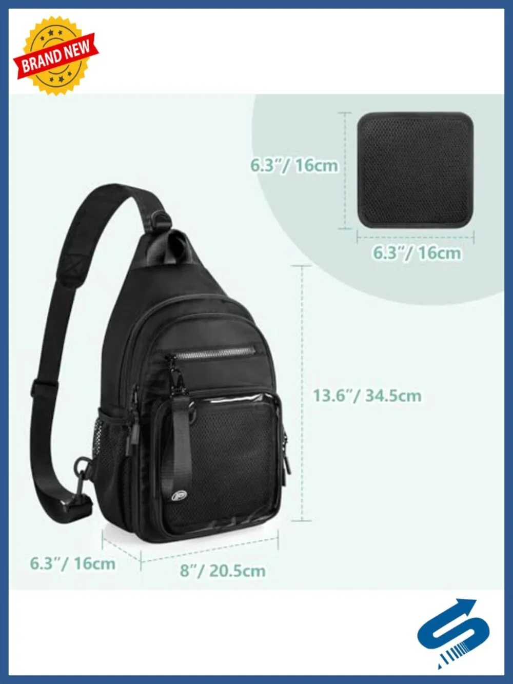 Ita Bag Crossbody Sling Backpack with Clear Pin Display Window